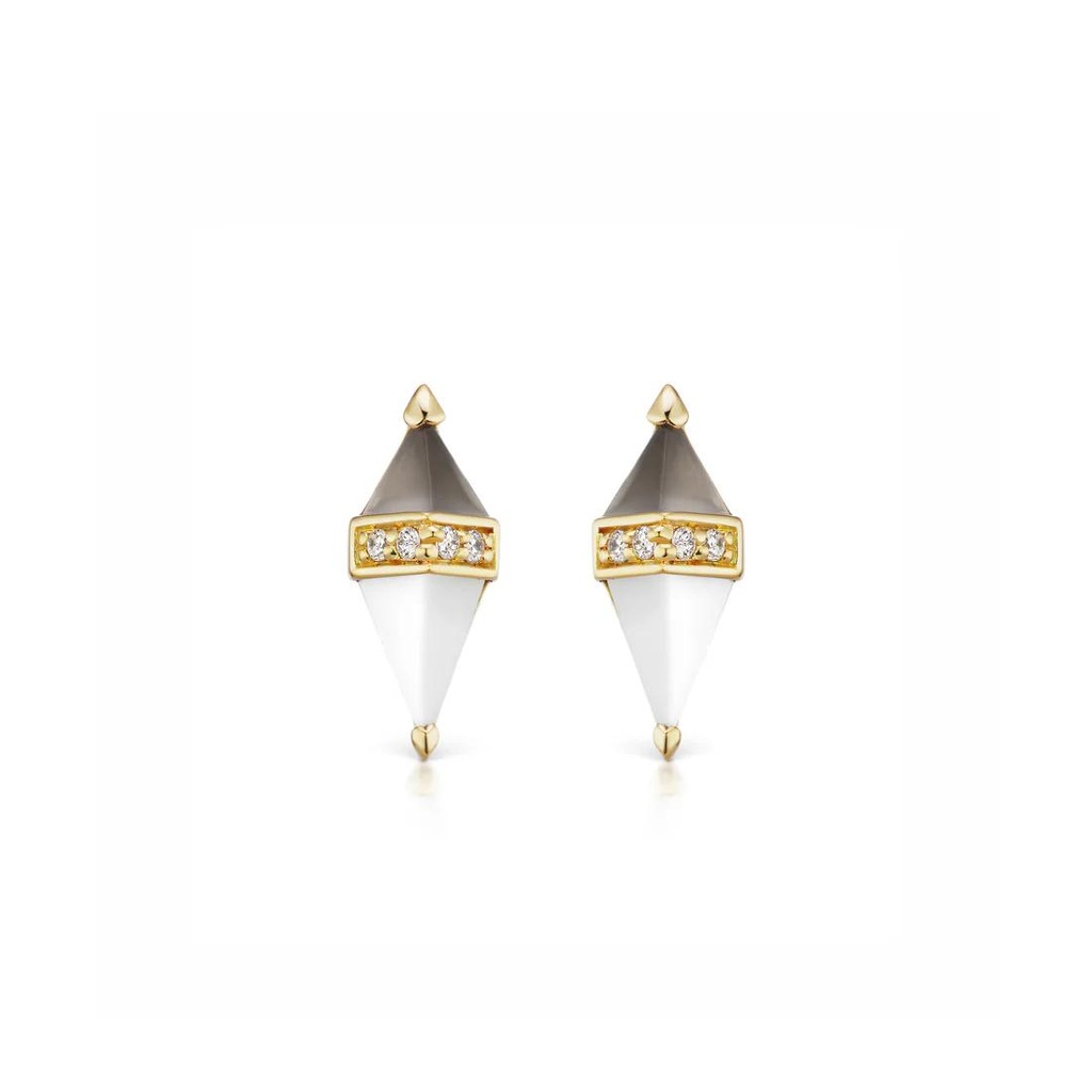 Pietra Studs - White Onyx Grey 
