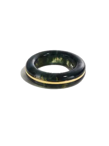 Essential Gem Stacking Ring - Green Moss Agate