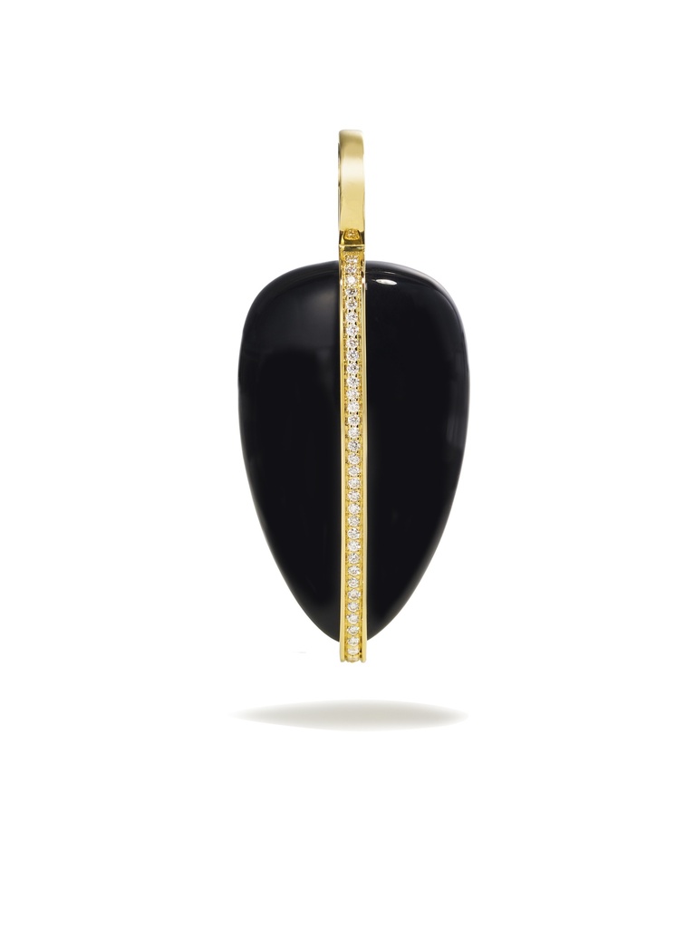 Large Diamond Pebble Pendant In Black Onyx
