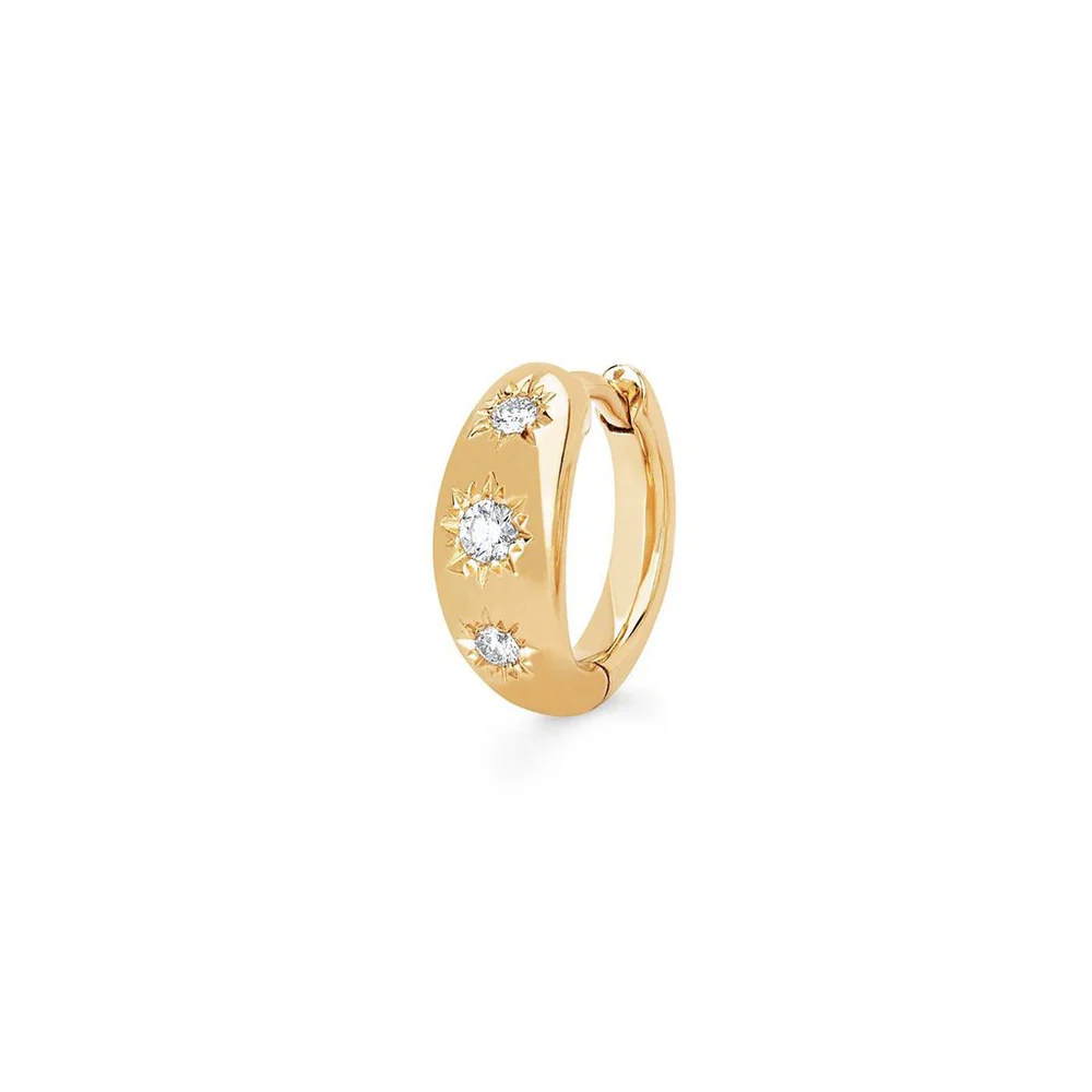 Three Star Set Rounded Diamond Huggies - Single 