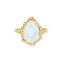 Queen Water Drop Moonstone Ring with Full Pavé Diamond Halo