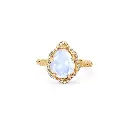 Baby Queen Water Drop Moonstone Ring with Full Pavé Diamond Halo
