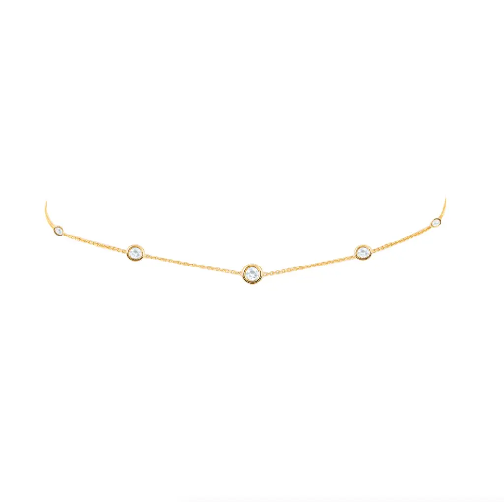 5 Moonstone Orbit Bezel Choker