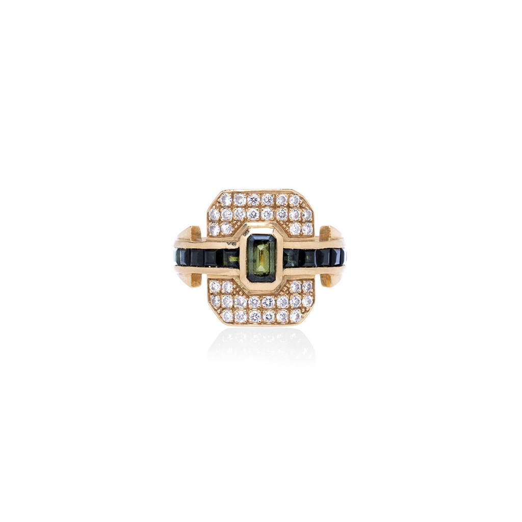 Ring Shield Green Tourmaline