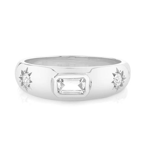 Star Set Rdd Ring - White Gold