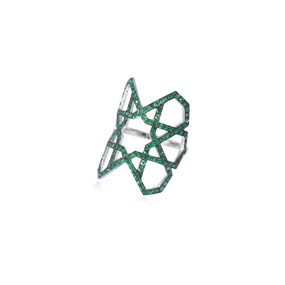 White Gold Ring With Emeralds - Ref. ADR184