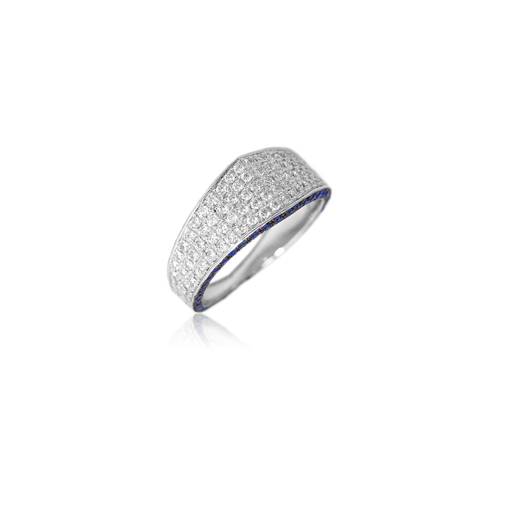 White Gold Ring With Diamonds and Blue Sapphires -Ref. MOR145