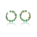 Bezel Crescent Earrings - Emeralds