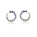 Bezel Crescent Earrings - Blue Sapphires