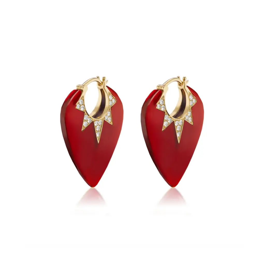 Classic Guitar Pick Earrings - Carnelian 