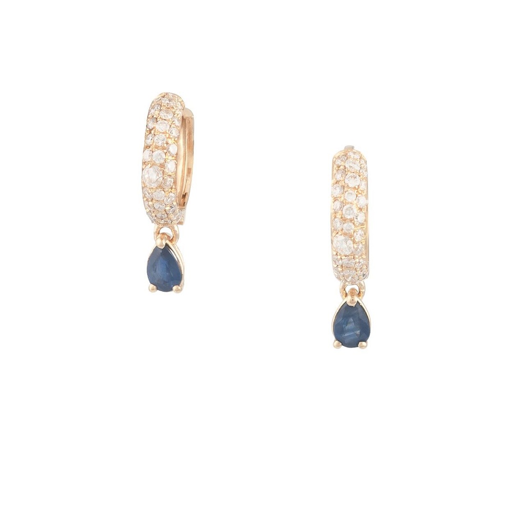 Diamond Blue Sapphire Hoops
