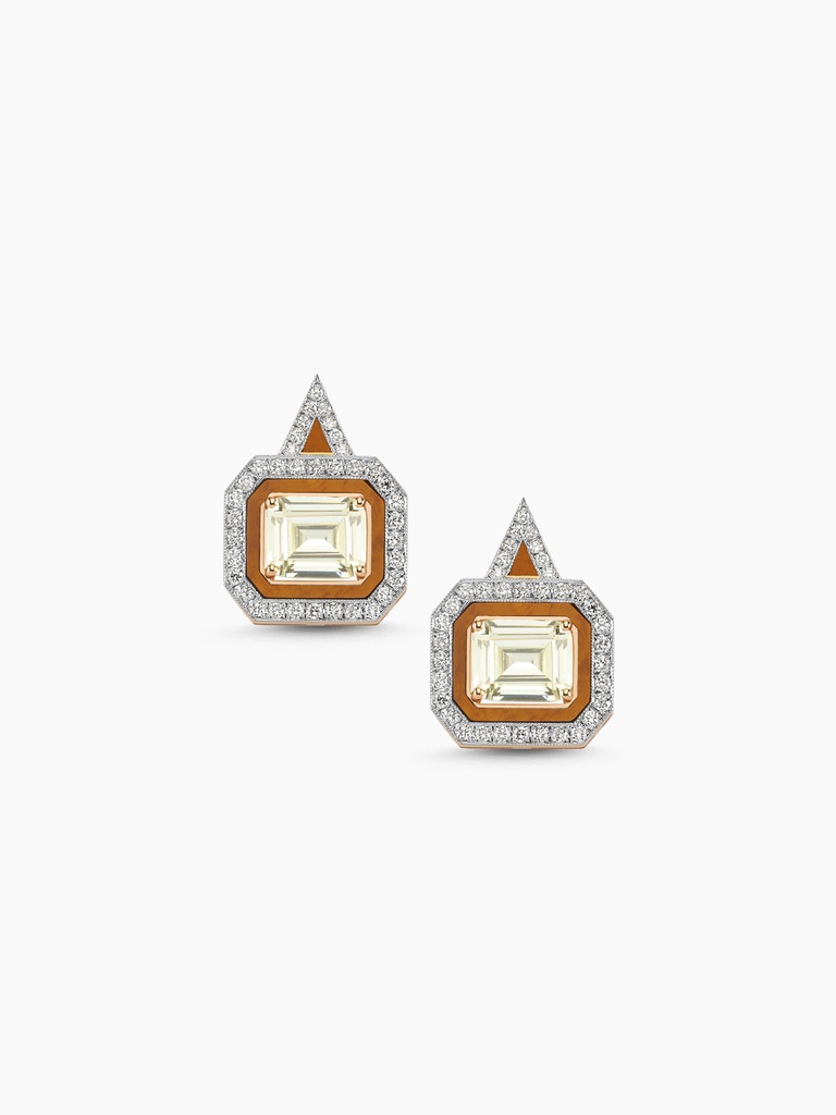 LUNA LUCE AMBERIS TIGER EYE TOPAZ DIAMOND EARRINGS