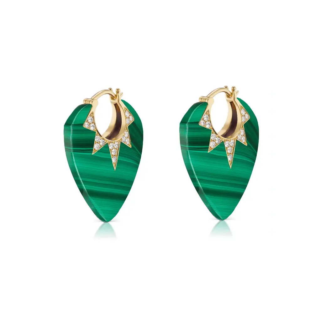 Classic Guitar Pick Earrings - Malachite  