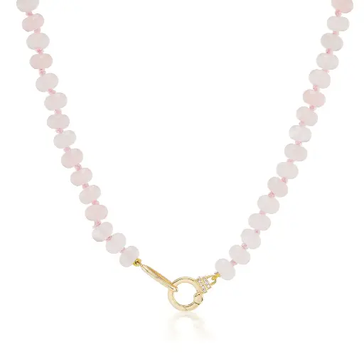 [SORRQRTZNKL] Rose Quartz Beaded Necklace