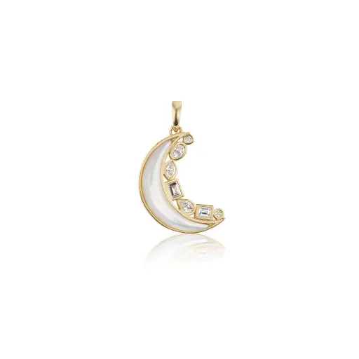 [SORMINMONPDT] Mini Crescent Moon Inlay Pendant - Mother of Pearl