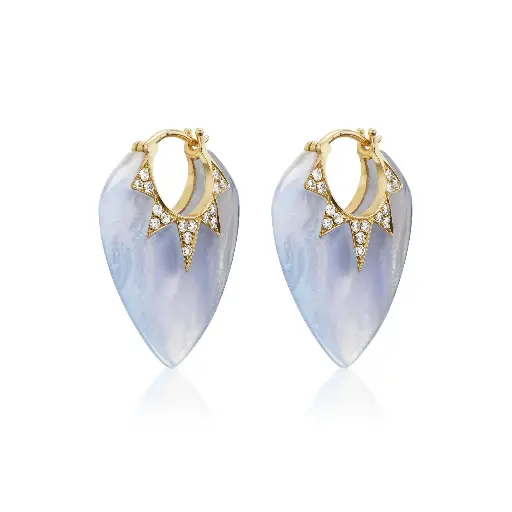 [SOR-GTRPKBL0.48] Classic Guitar Pick Earrings - Blue Lace Agate