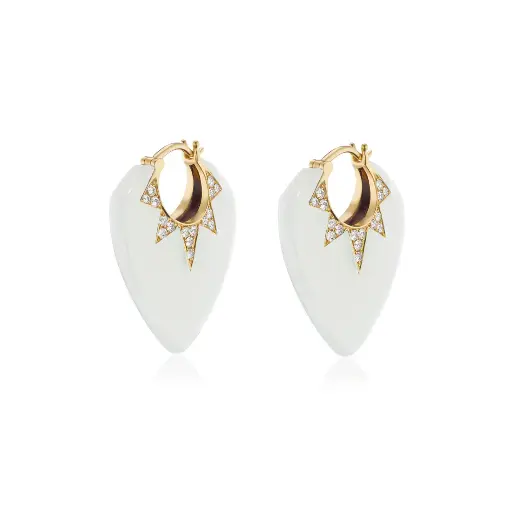[SOR-GTRPKWHTON0.48] Classic Guitar Pick Earrings - White Onyx