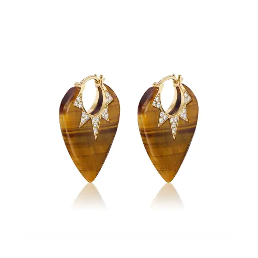 [SOR-GTRPKTGR0.48] Classic Guitar Pick Earrings - Tiger's Eye
