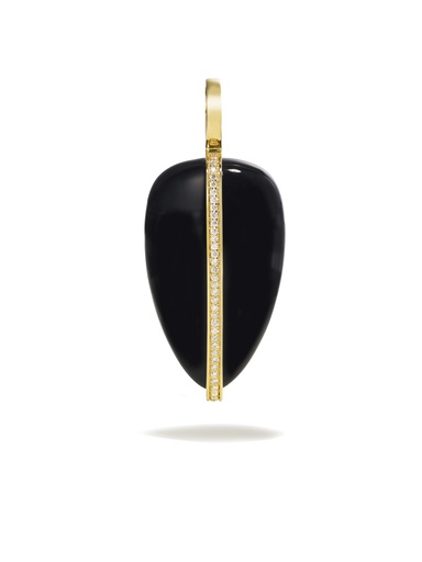 Large Diamond Pebble Pendant In Black Onyx