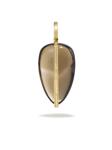 Large Diamond Pebble Pendant In Smokey Quartz