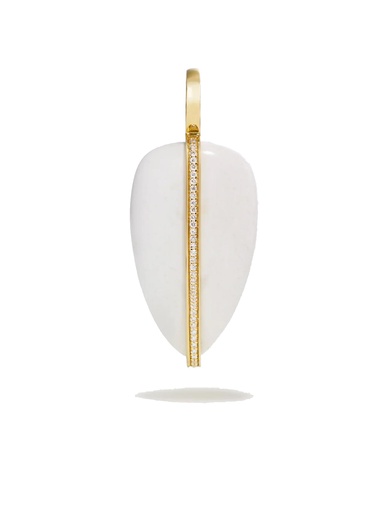 [WHTAGTDIPNDT14K] Large Diamond Pebble Pendant In White Agate