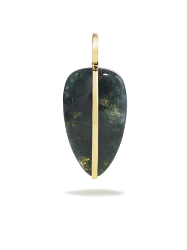 Small Pebble Pendant In Moss Agate