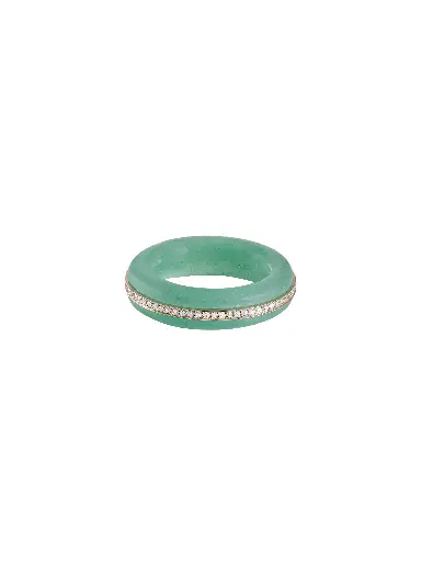 Stone Linings Ring - Green Aventurine with White Diamonds