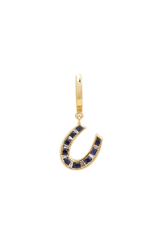 Luck Horse Shoe Earring - Blue Sapphires