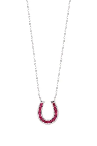[KM-HSNKLWGRUBY] Lucky Horse Shoe Necklace - Ruby