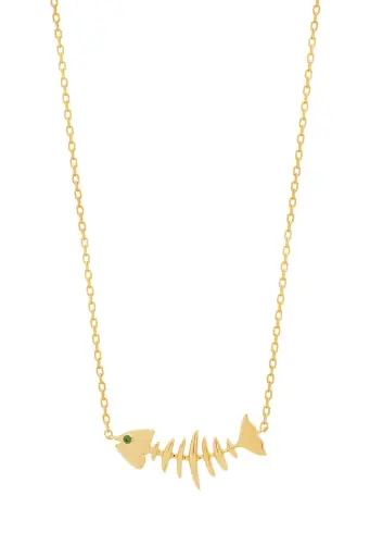 [KM-WBSIDEEMR] Baby Wishbone Side Necklace - Emerald Eye