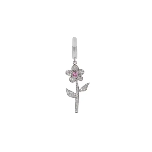 [KL-CONSFLWEARDIAPKWG] Single Diamond Flower Earring in White Gold