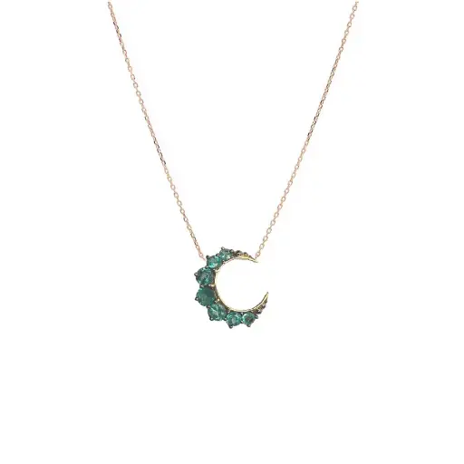 [EMRLDMININCKL] Mini Emerald Crescent Necklace