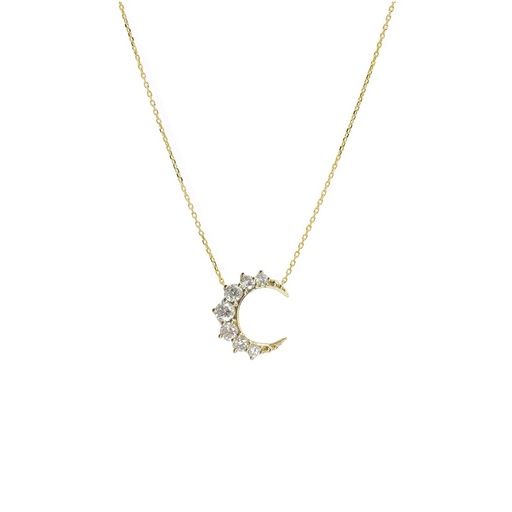 [DIACRSNTNKLMINI] Mini White Diamonds Crescent Necklace