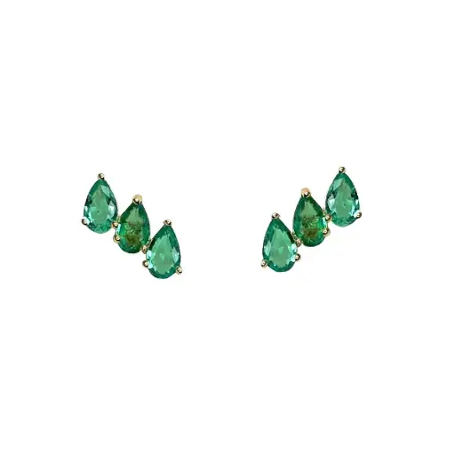 [TRPLEMRPRER] Triple Pear Emerald Stud