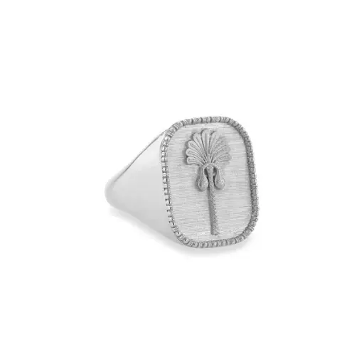 Palm Tree Ring in White Gold