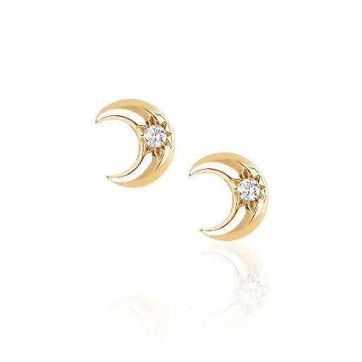 [CRESWSTDIAP1] Crescent Stud with Star Set Diamond