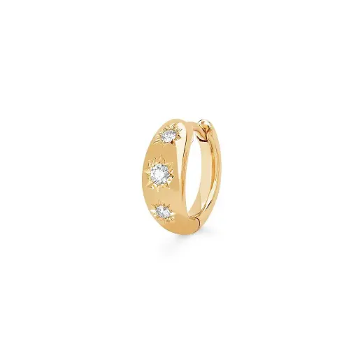 Three Star Set Rounded Diamond Huggies - Single 