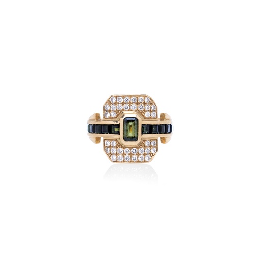 Ring Shield Green Tourmaline