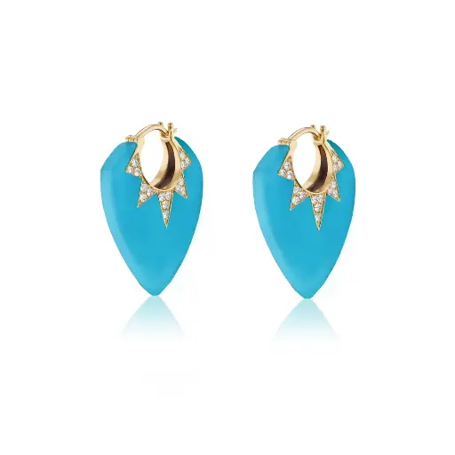[PI406-TRQDIA] Classic Guitar Pick Earrings - Turquoise