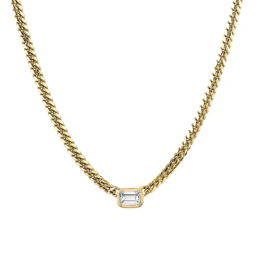 [QNEMDIACHO14] Queen Emerald Cut Diamond Cuban Choker