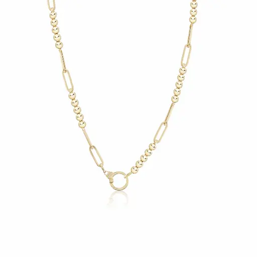 [SORPPCLPNKL] Gold Beaded Paperclip Chain