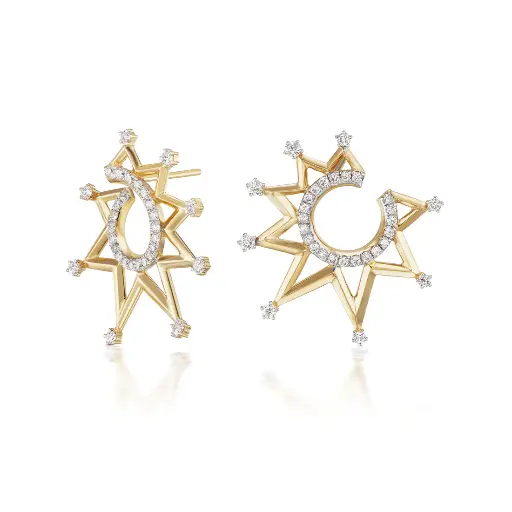 [SOREMPCRSER] Starburst Crescent Earrings