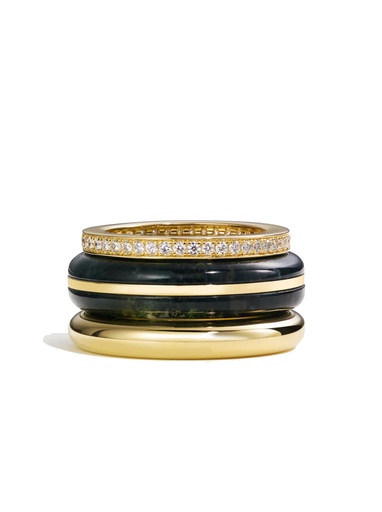 Classic Ring Stack - Moss Agate