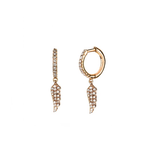 [SFJ-CONSANGLWNG] Angel Wing White Diamond Hoop Earring