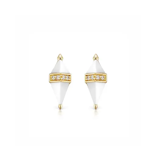 [SOR-WONXSTDDIER] Pietra Studs - White Onyx