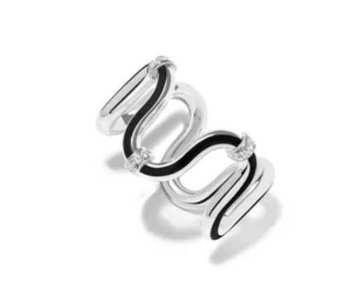 Edessa Epaulette Diamond Jet Black Ring