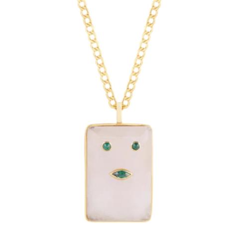 [KM-RBONKLRQRTZ] Rose Quartz Robot Neckalce 