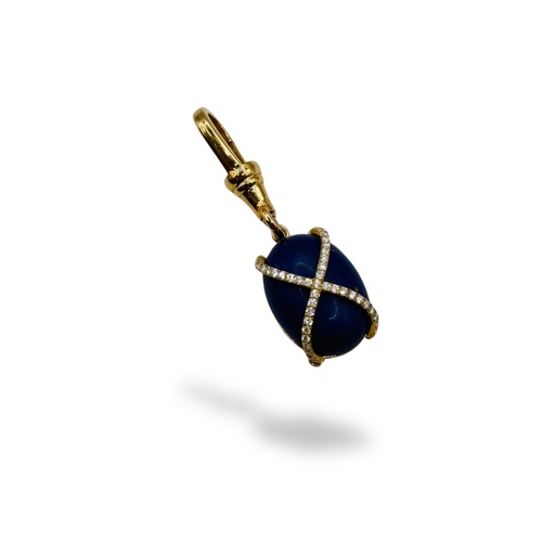 Cage Charm with Diamond and Blue Lapis