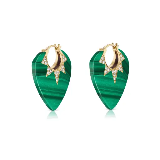 [SORGTRMLCER] Classic Guitar Pick Earrings - Malachite  