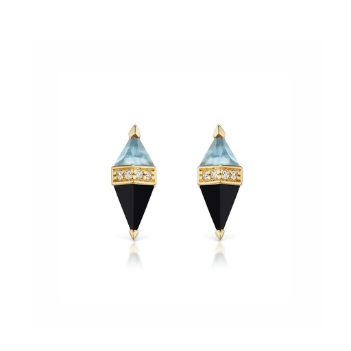 [SORPSLBTWBO18KYEAR] Pietra Studs - Blue Topaz Black Onyx